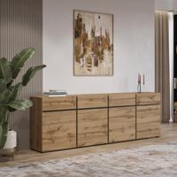Home365 Dressoir Crotone - 4-deurs incl. 4 lades - Wotan Eiken