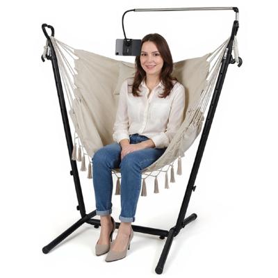 Hangstoel met Standaard Hoogteverstelbare Hangzit met Kussen 152 x 107 x 96-146 cm Beige