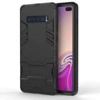 Schokbestendige PC + TPU geval voor Galaxy S10 PLUS, met houder (zwart)