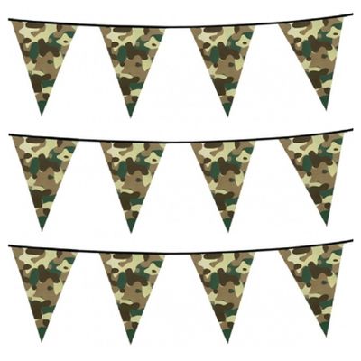 Set van 4x stuks camouflage vlaggenlijnen 6 meter army thema