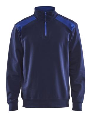 Blåkläder Sweatshirt bicolour met halve rits 33531158 | Marineblauw/Korenblauw | Maat M - 7330509456040