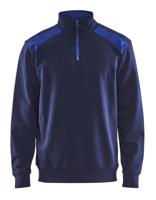 Blåkläder Sweatshirt bicolour met halve rits 33531158 | Marineblauw/Korenblauw | Maat 3XL - 7330509456019