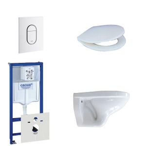 Adema Classico toiletset bestaande uit inbouwreservoir, toiletpot, toiletzitting en bedieningsplaat verticaal wit 0729205/0729242/4345100/0261520/