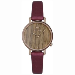 Kerbholz 4251240411675 Horloge Hout/Leder Emma Walnut-Berry 30 mm