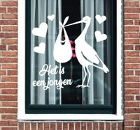 Raamsticker kinderkamer ooievaar het is een jongen. Raamsticker kinderkamer ooievaar het is een jongen.