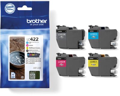Brother inktcartridge, 550 pagina&apos;s, OEM LC-422VAL, 4 kleuren