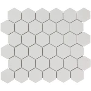 Tegelsample: The Mosaic Factory Barcelona hexagon mozaïek tegels 28x33 extra wit