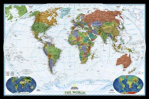 Wereldkaart Politiek, 186 x 122 cm | National Geographic