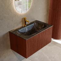 Badmeubel Mondiaz Kurve-Dlux | 80 cm cm | Meubelkleur Ruby | Wastafelkleur Lava | Solid surface | Wasbak midden spoelbak | 1 kraangat