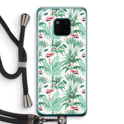 Flamingo bladeren: Huawei Mate 20 Pro Transparant Hoesje met koord