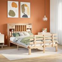 Bed met boekenkast zonder matras massief grenenhout 135x190 cm