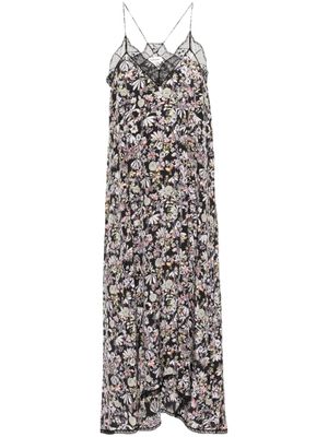 Zadig&Voltaire robe en soie à fleurs - Noir