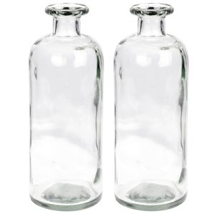 2x Glazen vaas/vazen 1500 ml van 10 x 30 cm - Vazen