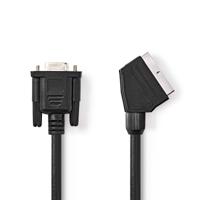 Nedis SCART-Kabel | SCART Male | VGA Female 15p | Vernikkeld | 480p | 2.00 m | Rond | PVC | Zwart | Label - CVGL31550BK20 Nedis SCART-Kabel | SCART Male | VGA Female 15p | Vernikkeld | 480p | 2.00 m | Rond | PVC | Zwart | Label - CVGL31550BK20
