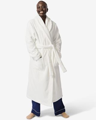 HEMA Badjas rib fleece wit (wit)