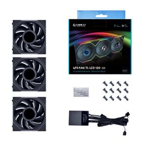 Lian Li UNI FAN TL-LCD120 Black Triple Pack case fan 4-pin PWM fan-connector, Incl. controller