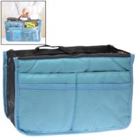 Verdikken draagbare multifunctionele dubbele rits cosmetische zak opbergtas in zak (blauw)