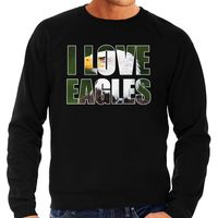 Tekst sweater I love eagles met dieren foto van een arend vogels zwart voor heren - thumbnail