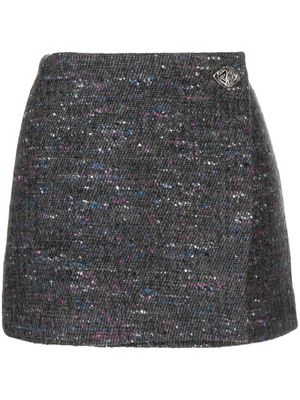 GANNI minijupe en tweed à design portefeuille - Gris