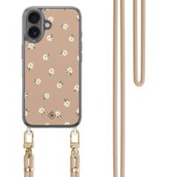 iPhone 16 hoesje met beige koord - Sweet daisies