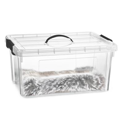 Opslagbox met deksel - transparant grijs - 34 liter - 53 x 39 x 25 cm - kunststof