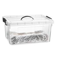 Opslagbox met deksel - transparant grijs - 34 liter - 53 x 39 x 25 cm - kunststof