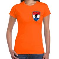 EK / WK supporter T-shirt - dames - oranje schild - vlag en leeuw - Koningsdag