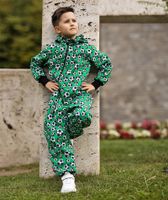 Waterproof Softshell Overall Comfy Footballs Green Jumpsuit - thumbnail