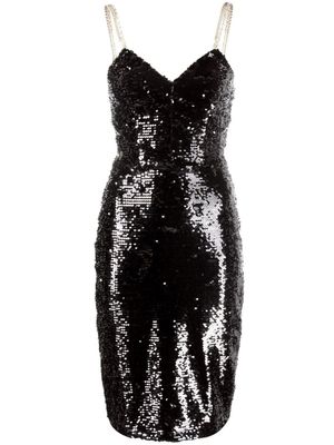 Philipp Plein robe mi-longue à sequins brodés - Noir