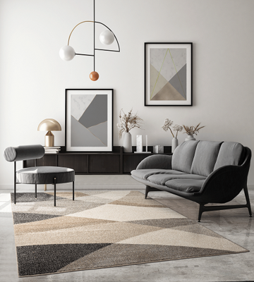 Vloerkleed Thales, modern, laagpolig, voor woonkamer, slaapkamer, contour, geometrische patronen, golvend patroon, beige-200 x 280 cm