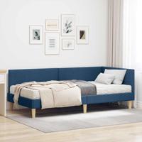 Hoekbedframe met Matras Anders met hoofdeinde 2 pcs Blauw Stof