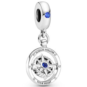 Pandora 790099C01 Hangbedel Spinning Compass zilver-kristal blauw