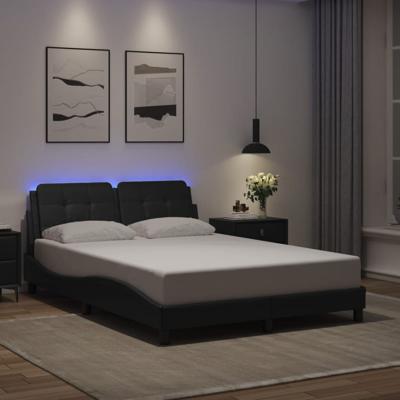 Bedframe met LED-verlichting kunstleer zwart 140x190 cm