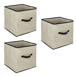 Opbergmand/kastmandje - 3x - Beige - 31 x 31 x 31 cm - 29 liter - Vakkenkast manden - Stof