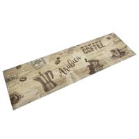 VidaXL Keukenmat wasbaar koffieprint 45x150 cm fluweel bruin
