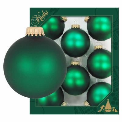 Krebs Kerstballen - 8x - mat groen - glas - 7 cm - kerstversiering - kerstdecoratie