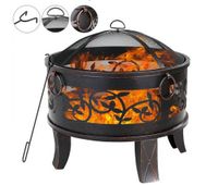 Vuurkorf - Ø67 x 65 cm - Incl. pook en vonkenrooster - Zwart - thumbnail