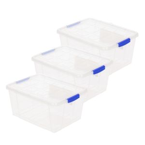 6x stuks opslagboxen/bakken/organizers met deksel 16 liter 40 x 30 x 21 cm transparant plastic