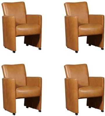 Set van 4 Cognac leren moderne eetkamerfauteuils Elegant - Granada leer Sahara (cognac leer)