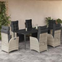 7-delige Tuinset met kussens poly rattan grijs