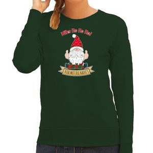 Bellatio Decorations foute kersttrui/sweater dames - Kado Gnoom - groen - Kerst kabouter 2XL  -