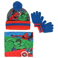 Marvel Avengers winterset 3-delig - muts/handschoenen/nek warmer - blauw/rood/groen - voor kinderen