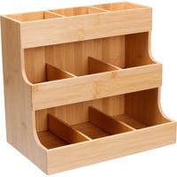 Keuken/aanrecht rekje - bamboe hout - 26 x 16 x 24 cm - Organizer 3 laags - naturel