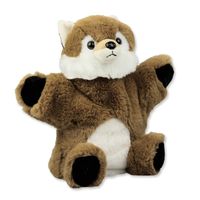 Pluche bruine vos handpop knuffel 22 cm speelgoed - thumbnail