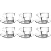 Leonardo Espresso glas- en schotel Senso 70 ml - 6 stuks