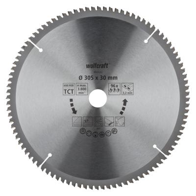 Wolfcraft Cirkelzaagblad voor Hout | Lila | Ø 305mm Asgat 30mm 96T - 6544000