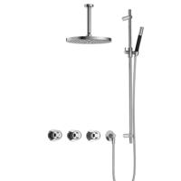 Hotbath Cobber - CW7067 - Inbouw Regendoucheset - Chroom - 2 Stopkranen - Thermostatisch - Plafondbuis 15 cm - Hoofddouche 300 mm - Ronde Handdouche - Glijstang 900 mm - met M106 - Waterbesparend