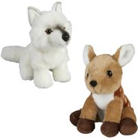 Knuffeldieren set wolf en hertje pluche knuffels 18 cm - thumbnail