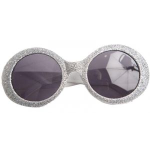 Zilveren disco carnaval verkleed bril met glitters   -