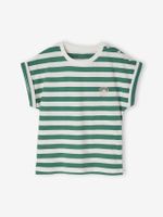 Personaliseerbare babyhemdje voor pasgeborenen van gaaskatoen groen, gestreept